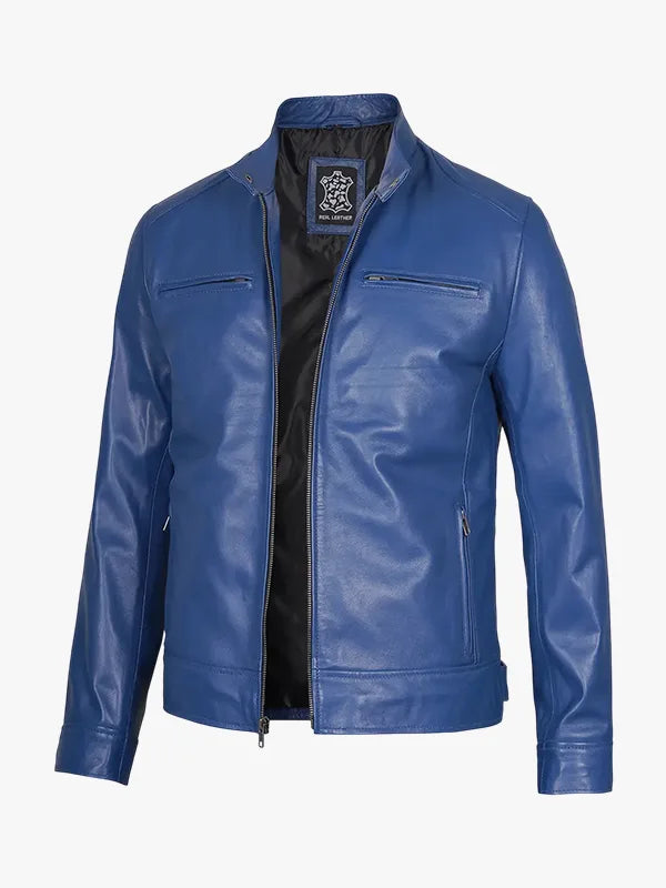 Classic Leather Cafe Racer Jacket
