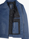 Classic Leather Jacket with Shirt Collar For Men's