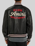 Club Amiri Hollywood Leather Varsity Jacket Black
