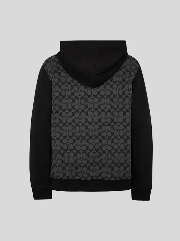 Coach Signature Men Full Zip Hoodie Charcoal Gray