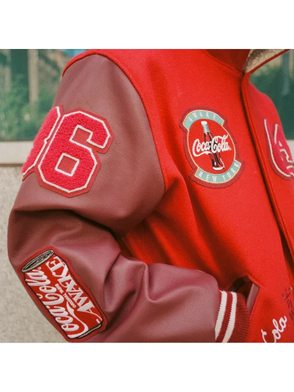 Coca-Cola x AWAKE NY Fleece Varsity Jacket Red