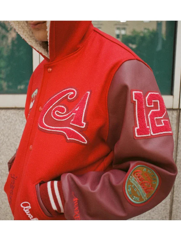 Coca-Cola x AWAKE NY Hooded Letterman Varsity Jacket Red