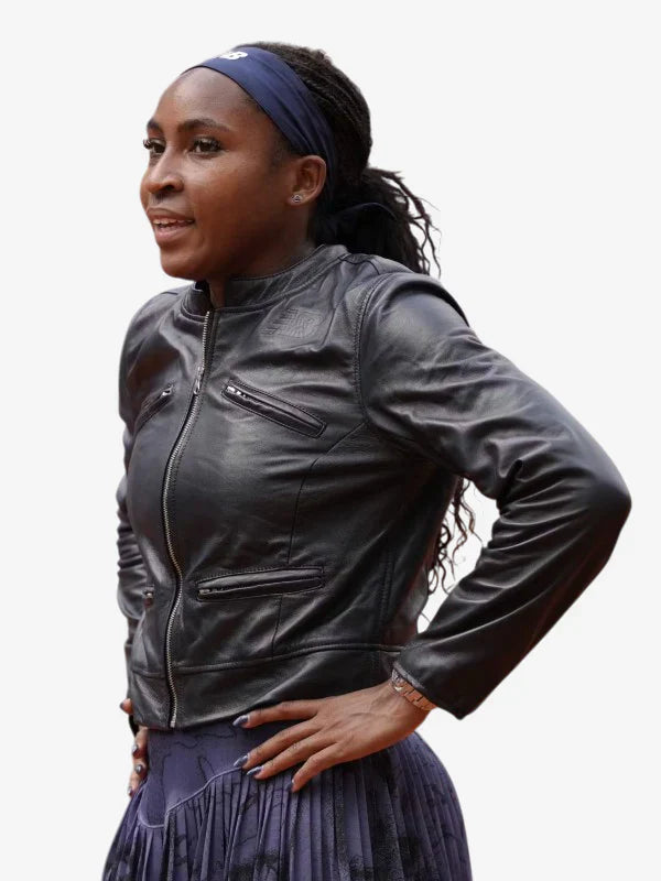 Coco Gauff Leather Jacket Black