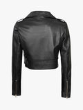 Colleen Cropped Black Leather Jacket