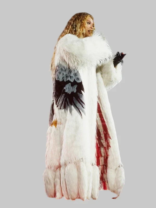Cowboy Carter Tour Beyonce Burberry White Fur Coat