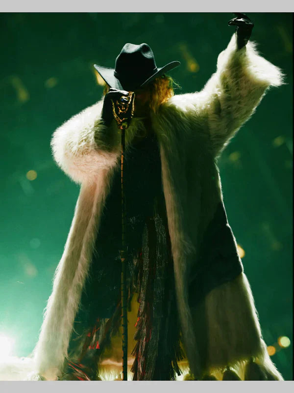 Cowboy Carter Tour Beyonce Burberry White Fur Coat Eagle