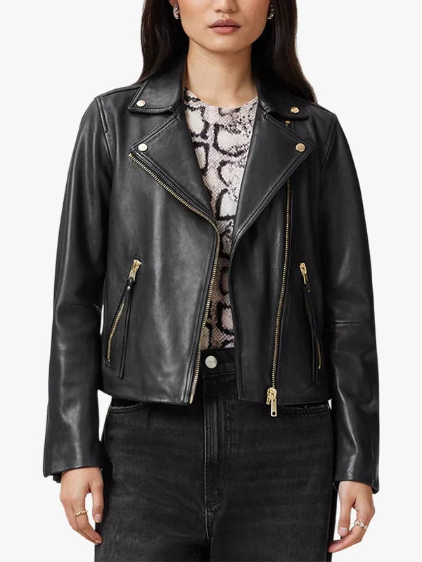 Dalby Slim Fit Leather Biker Jacket
