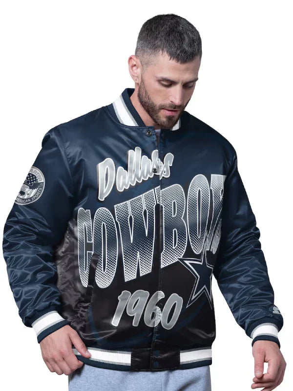 Dallas Cowboys Starter Pass Rush Varsity Jacket Navy