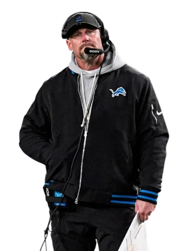 Dan Campbell Lions Sideline Bomber Jacket Black