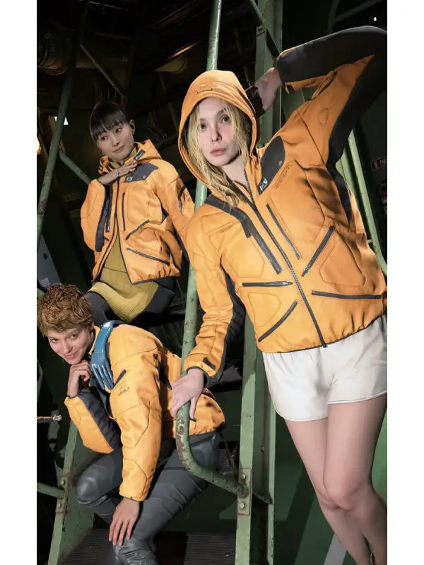 Death Standing 2 Elle Fanning Orange Jacket
