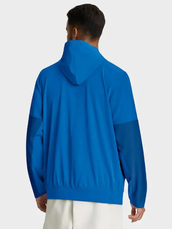 Detroit Lions Sideline Anorak Nike Blue Half-Zip Hoodie Jacket