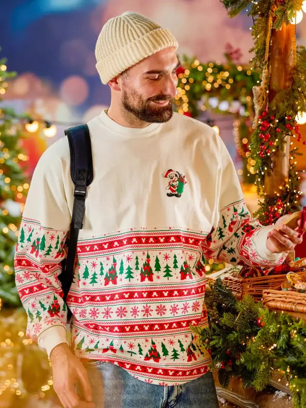 Disney Santa Mickey Mouse Merry Christmas Fair Isle Spirit Jersey for Adults