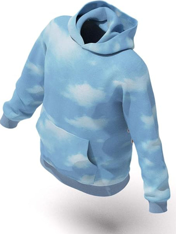 Drake Cloud Print Hoodie Bue