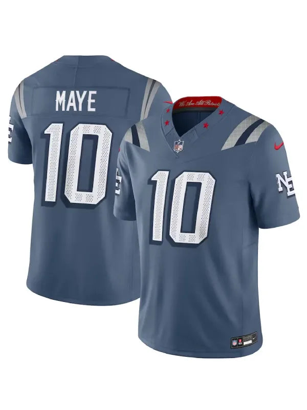 Drake Maye Patriots Rivalries Jersey Shirt Storm Blue