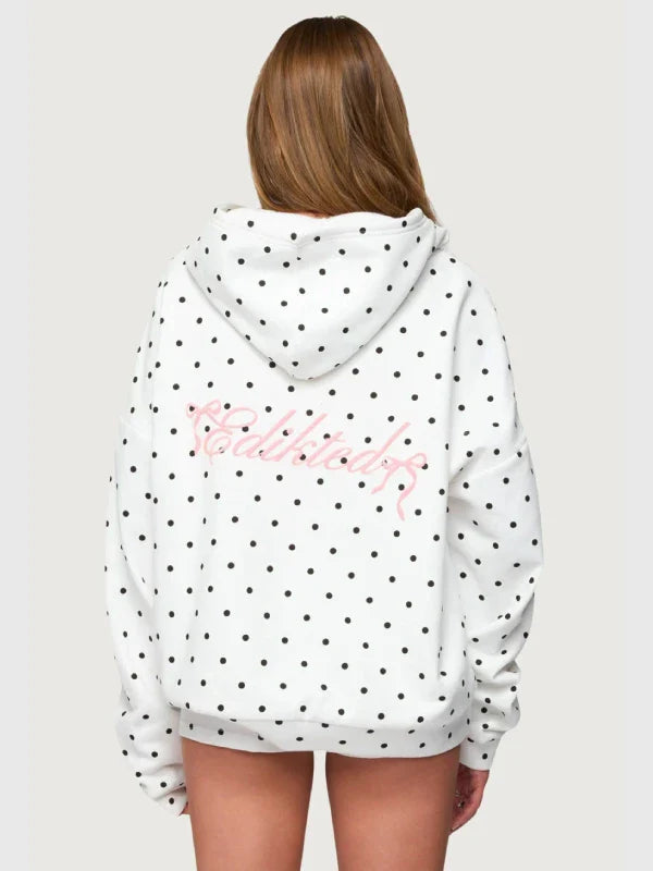 Edikted Chelsie Polka Dot Hoodie White