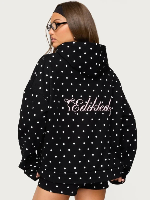 Edikted Polka Dot Hoodie Black