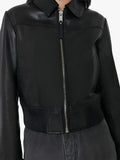 Elegant Noir Women Black Leather Bomber Jacket