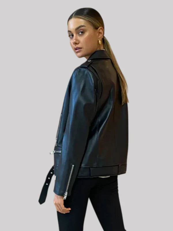 Ena Pelly Oversized New Yorker Biker Leather Jacket