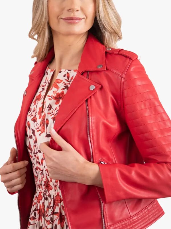 Esthwaite Leather Biker Red Jacket