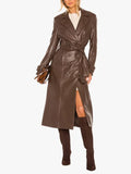 Faux Leather Trench Coat