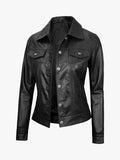 Fernando Black Leather Trucker Jacket