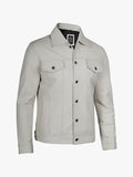 Four Pocket Off White Men’s Leather Trucker Jacket