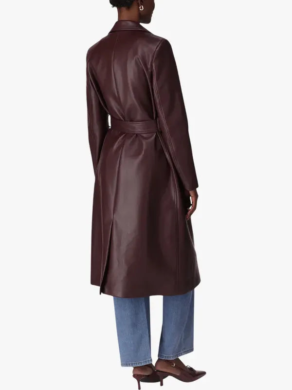 Gabbi Vegan Leather Trench Coat In Berry