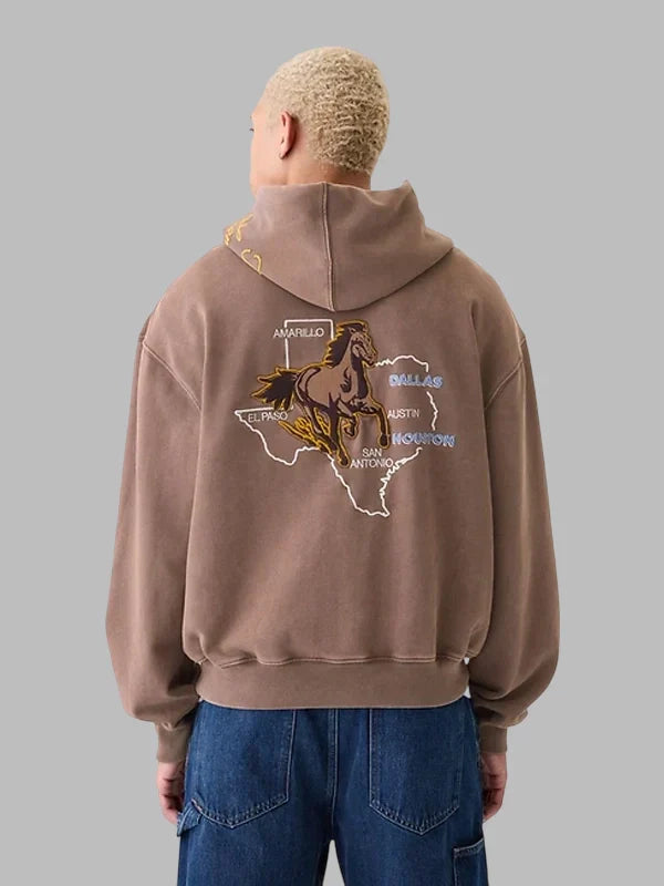 Gap Texas Logo Oversized Hoodie Brown