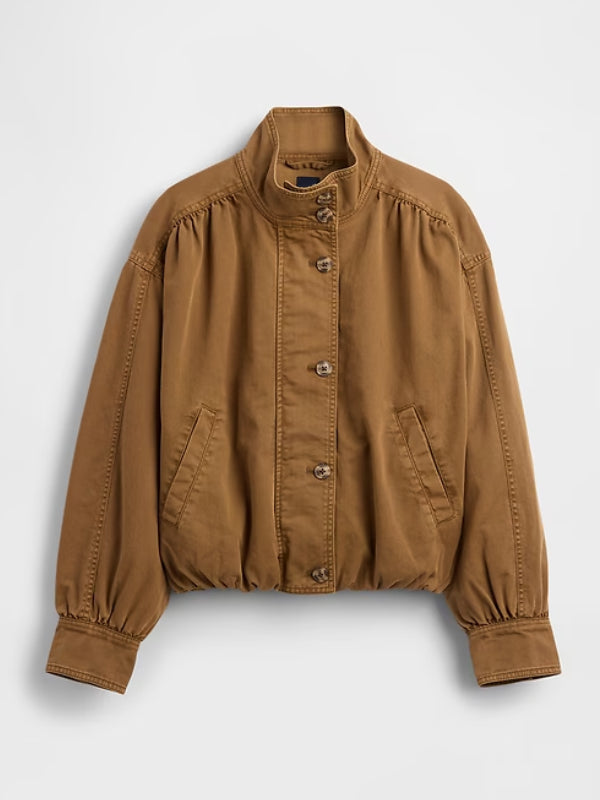 Gap Twill Bubble Jacket Brown