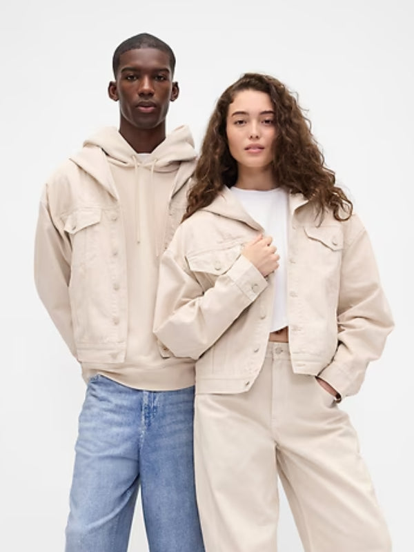 Gap x BEIS Denim Hooded Jacket Beige