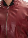 Genuine  Burgundy Leather Bomber Jacket