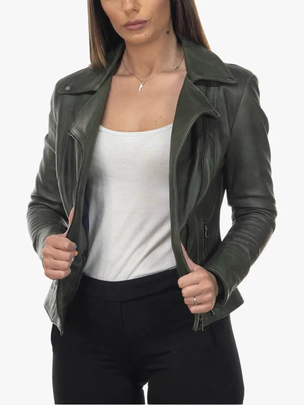 Giselle Women Green Zipper Jacket
