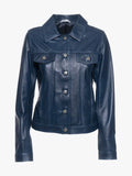 Giusy Ladies Blue Biker Style Leather Jacket