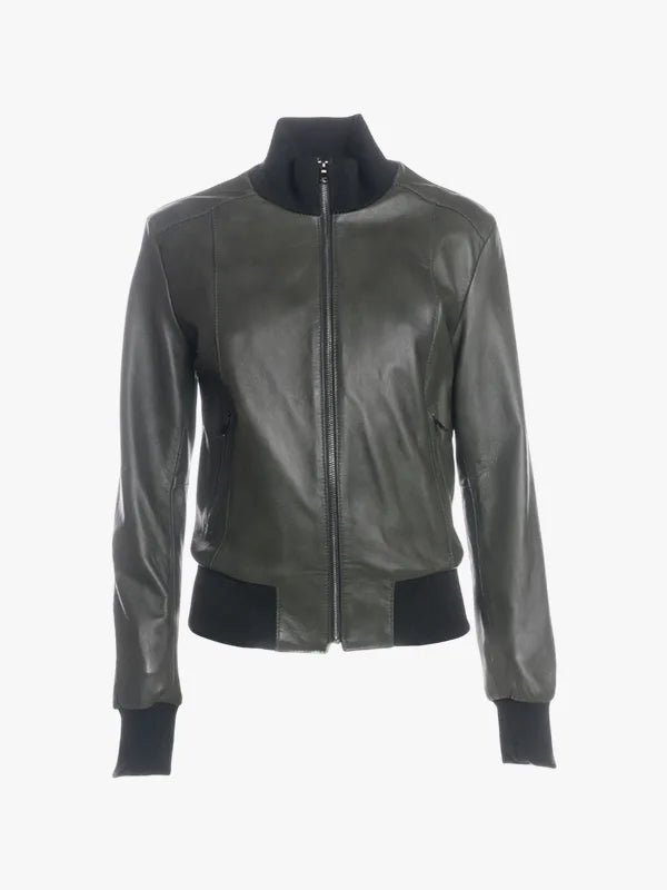 Green Dark Bomber Jacket women