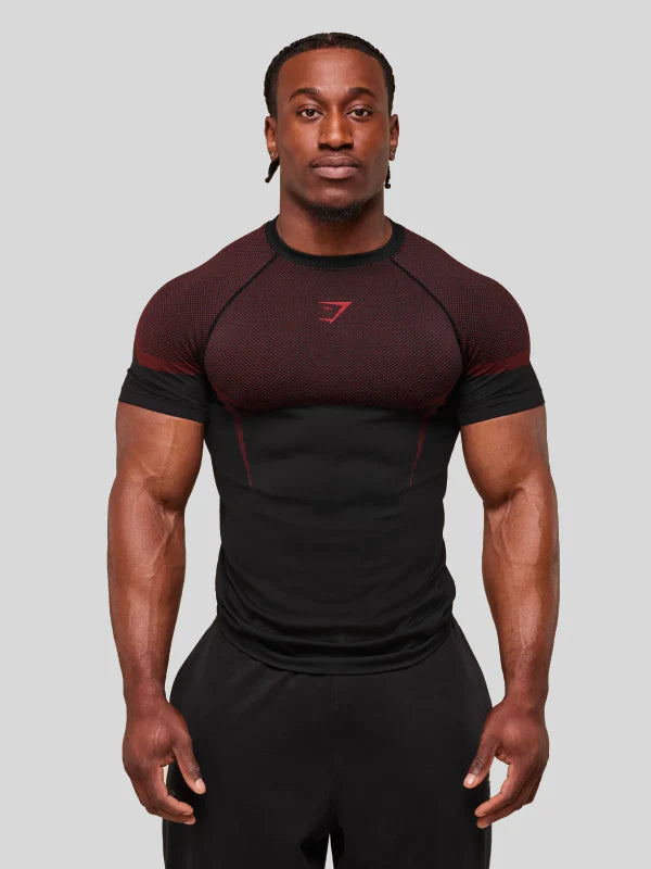 Gymshark Onyx 5.0 Seamless T-shirt Black-Carmine Red