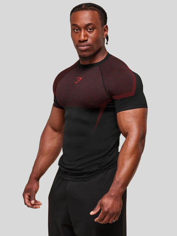 Gymshark T-shirt Black-Carmine Red