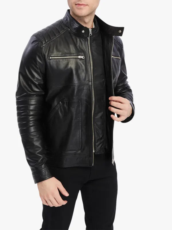 Henry Leather Jacket Black