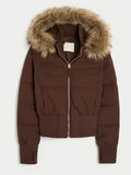 Hollister Faux Fur  Jacket Brown