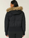Hollister Fur Puffer Bomber Jacket Black