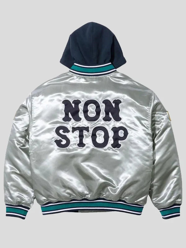 SS25 Supreme x Homerun Satin Hooded Varsity Jacket