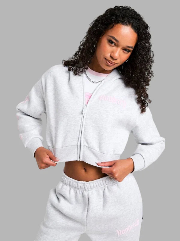 Hoodrich Totum Crop Full Zip Hoodie Grey
