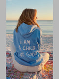 I Am A Child Of God Blue Oversized Unisex Hoodie
