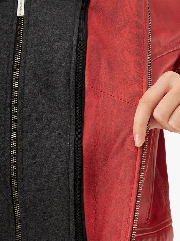 Inferno Whirl Men’s Distressed Biker Red Jacket