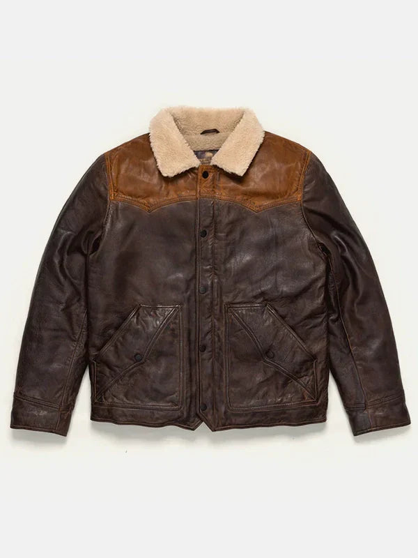 Jackson Brown Leather Sherpa Jacket