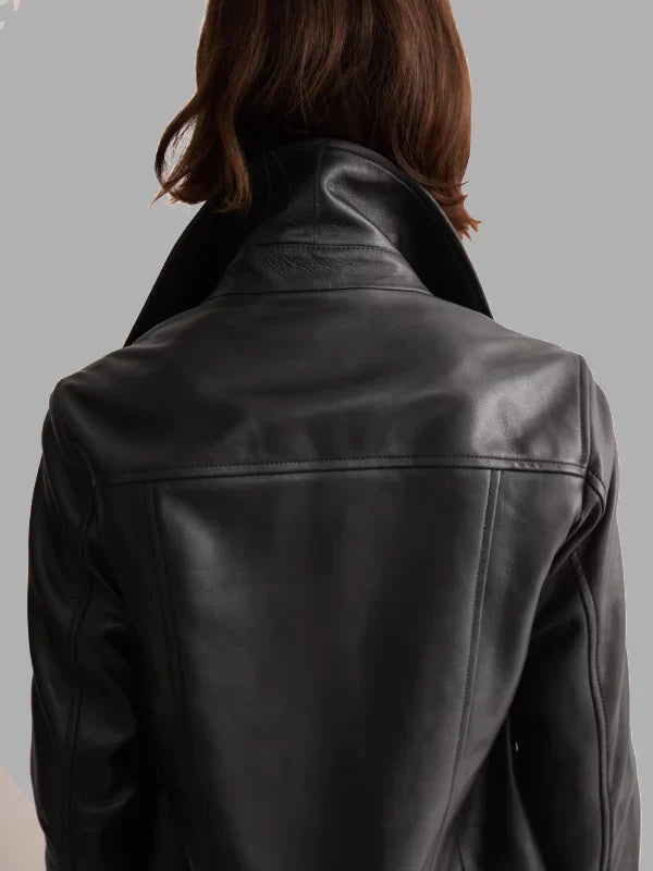 Jaeger Black Leather Biker Jacket