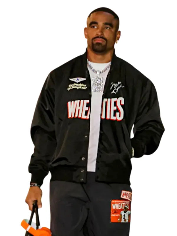 Jalen Hurts Jordan Flight MVP Wheaties Varsity Jacket Black