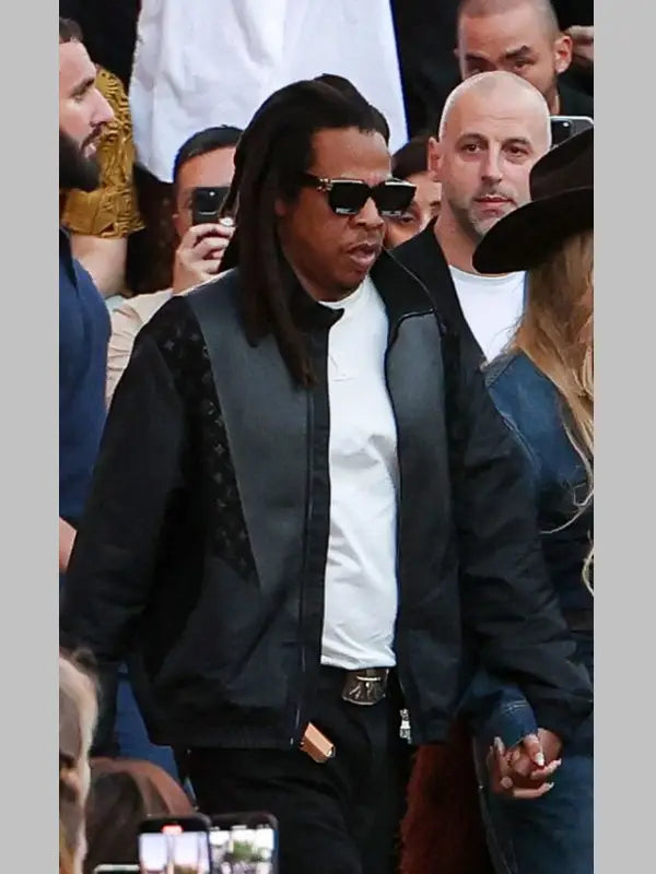 Jay-Z Louis Vuitton Leather Mix Track Jacket Black