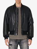 John Elliot Leather Bomber Jacket Black