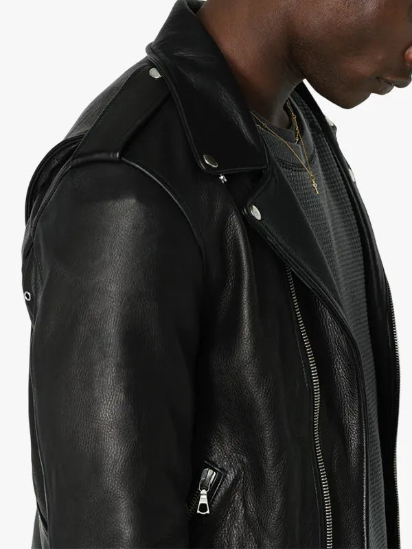 John Elliott Black Leather Motorcycle Jacket