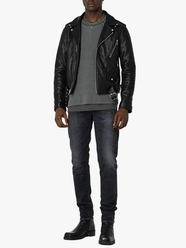John Elliott Black Motorcycle Leather Jacket